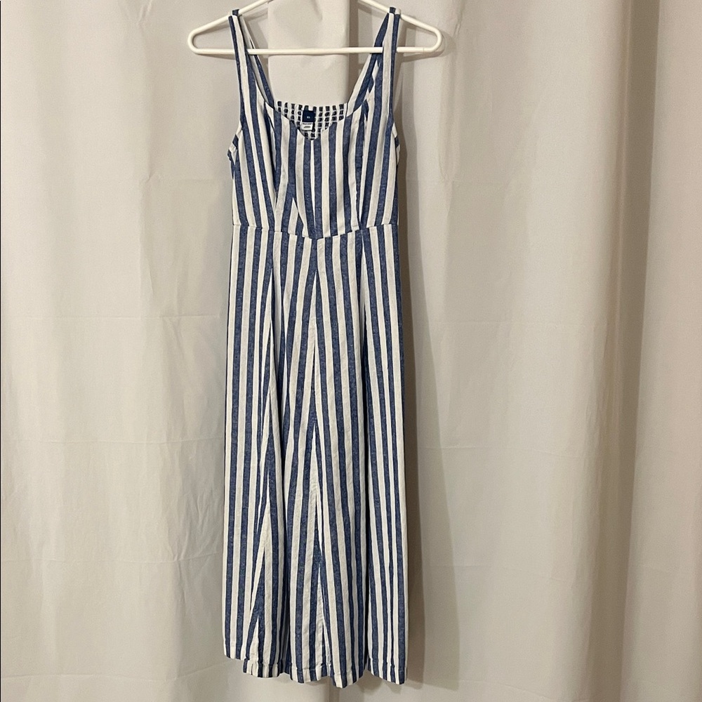 Old Navy Blue and White Striped Maxi Dress